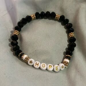 Black and Gold Beaded Bracelet with HOPE Charm